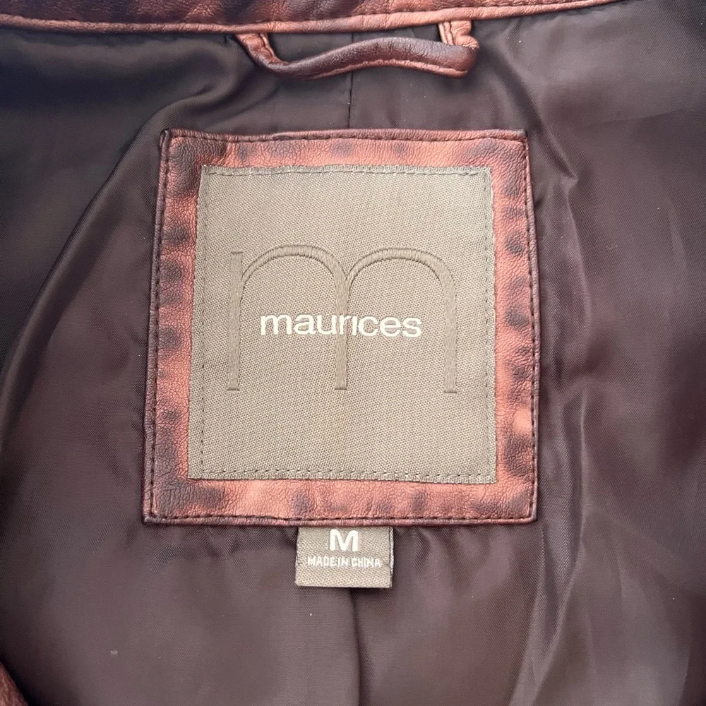 Women’s Maurices Brown Faux Leather Moto Jacket - Picture 6 of 9